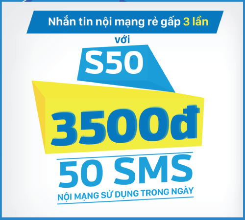 Đăng ký gói S50 Vinaphone nhận 50 tin nhắn nội mạng chỉ với 3500đ